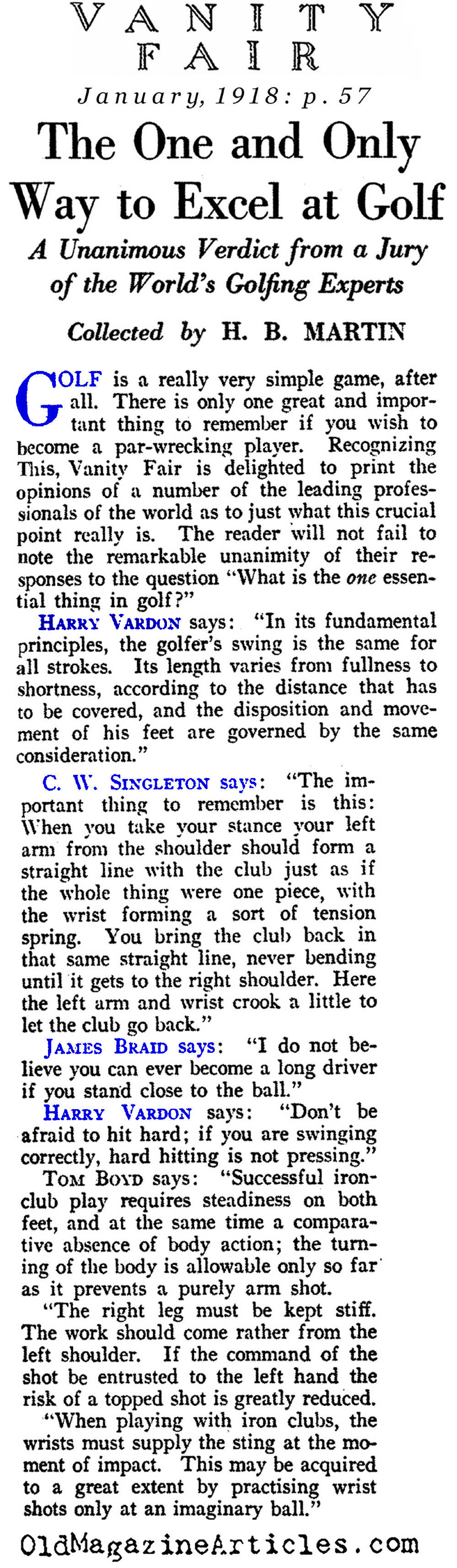 Essential Elements in Golf (Vanity Fair Magazine, 1918)